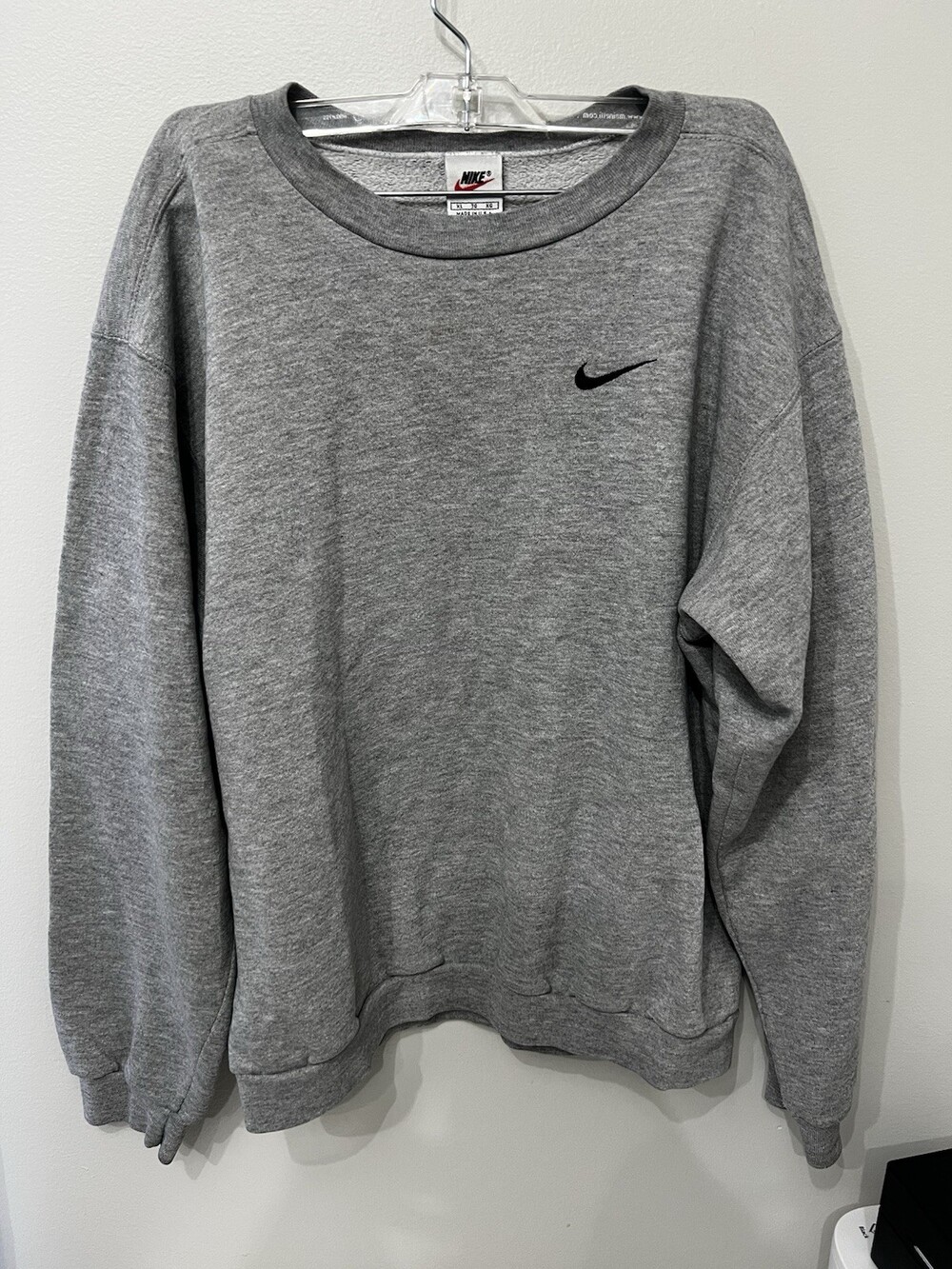 NIKE Vintage Vtg 90's  Crewneck Sweatshirt Gray Black Swoosh Women’s Size XL